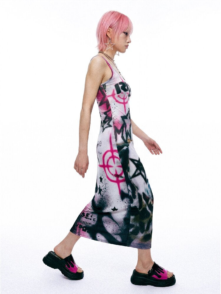Original Graffiti Slim Vest Dress【s0000017402】