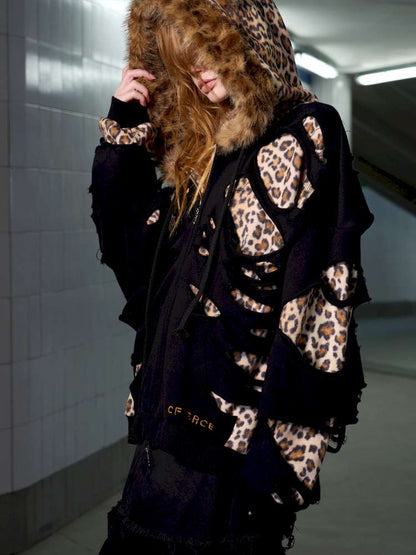 Leopard Print Rip Double Sweatshirt【s0000014646】