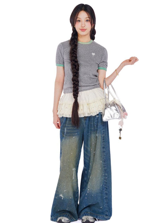 Bow tie Hundred folding white super short skirt【s0000008593】