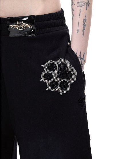 Rhinestone Camo Riveted Sweatpants【s0000017727】