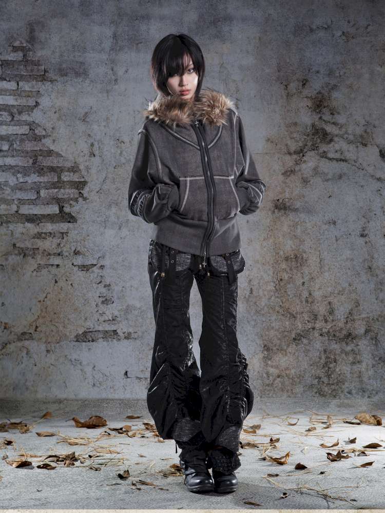 Lantern Sleeve Hooded Sweatshirt Jacket【s0000014493】