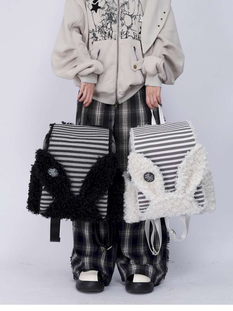 Rabbit Ears Fur Computer School Bag【s0000014615】