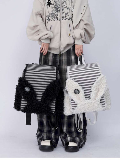 Rabbit Ears Fur Computer School Bag【s0000014615】