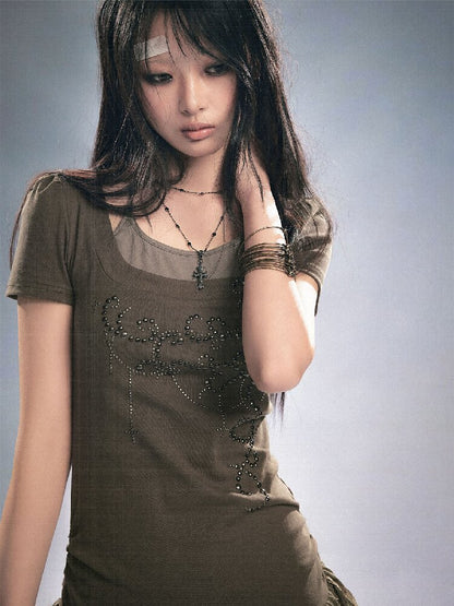 Studded Lace Stitching Slip Dress【s0000016218】