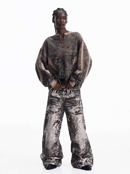 Dark Camouflage Ripped Cardigan【s0000015171】