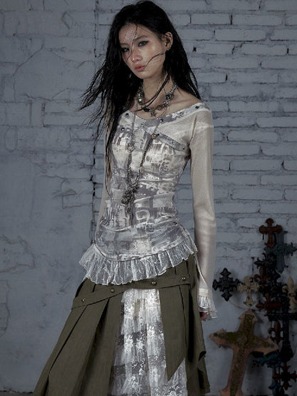 메쉬 스 플라이 싱 슬림 스트레치 긴 슬리브 티셔츠 [S0000011824]