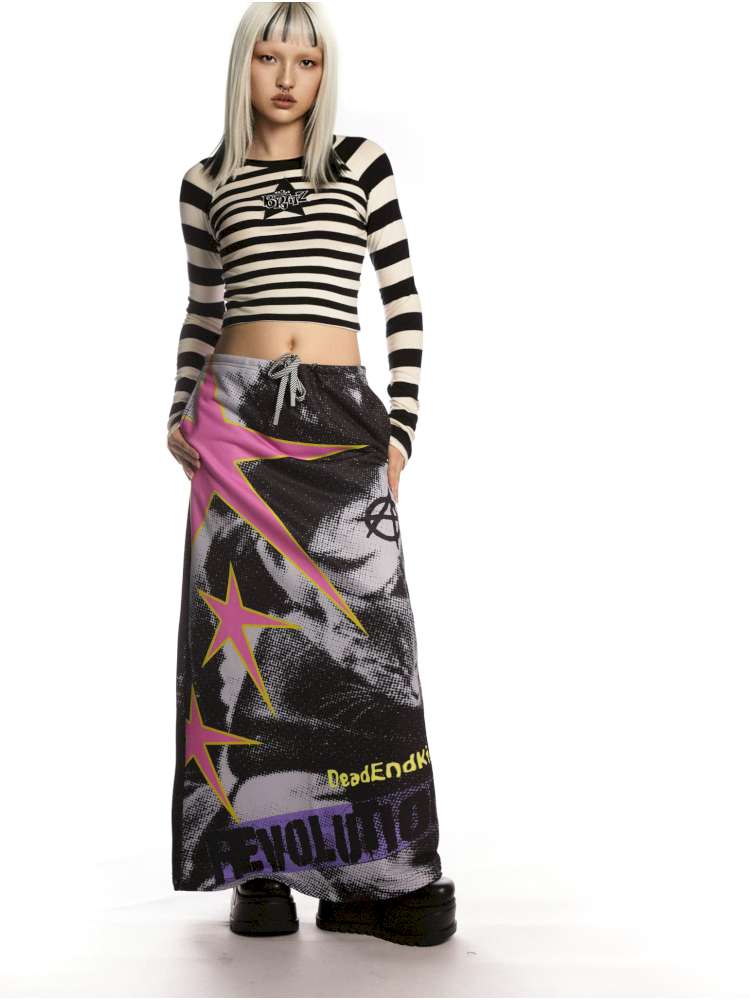 Vintage Printed Skirt Casual Loose Sweatshirt【s0000014905】