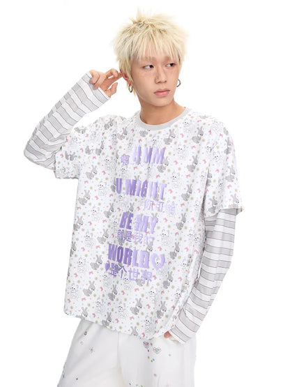 Print Two-Piece Style Long-Sleeve T-Shirt【s0000014093】