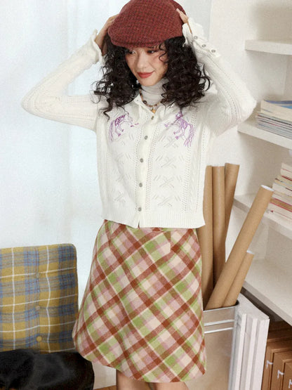 College-Style Casual Wool Plaid A-Line Skirt【s0000013983】