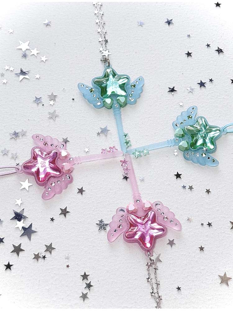 Dreamcore Star Wings Magic Wand Necklace【s0000014700】