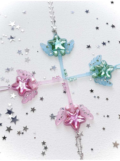 Dreamcore Star Wings Magic Wand Necklace【s0000014700】