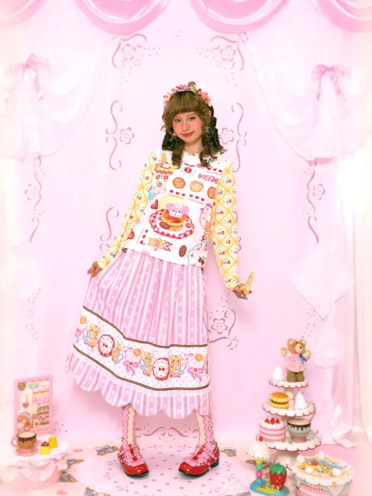 Sweet Print Yellow Checkered Contrast Base Layer【s0000014159】