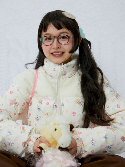 Print Patchwork Warm Down Jacket【s0000015038】