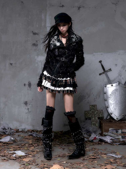 Leather Print Collared Coat【s0000014468】