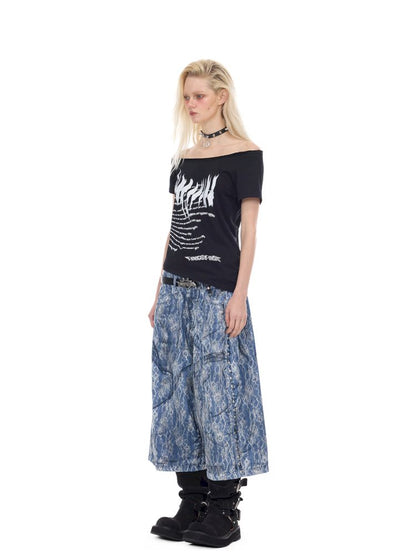 One-shoulder slim-fit Y2K T-shirt【s0000012971】