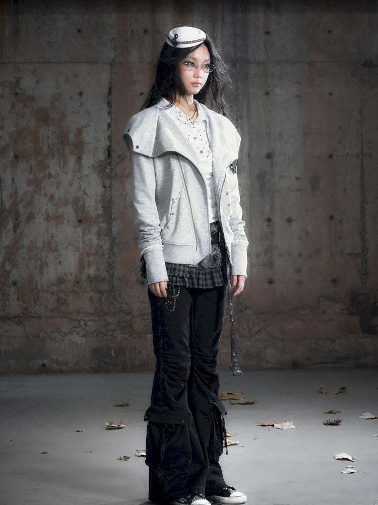 Oversized Collar Long-Sleeve Hoodie Jacket【s0000013967】