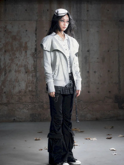 Oversized Collar Long-Sleeve Hoodie Jacket【s0000013967】