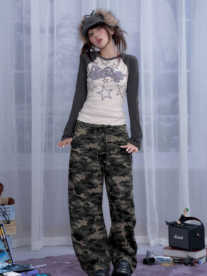 Street cool double waist camo pants【s0000014373】