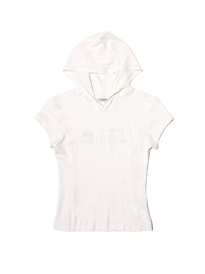 Small Worn Hooded Short Sleeve Top【s0000013441】