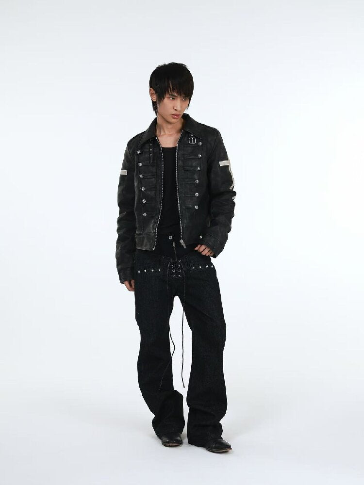 Stacked Raw Denim Zipper Jeans【s0000018188】
