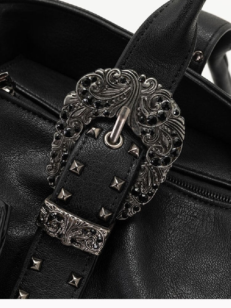 Dark Leather Cross Graffiti Bag【s0000018107】