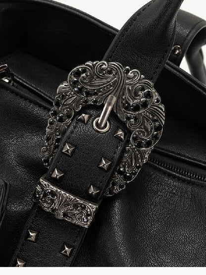 Dark Leather Cross Graffiti Bag【s0000018107】