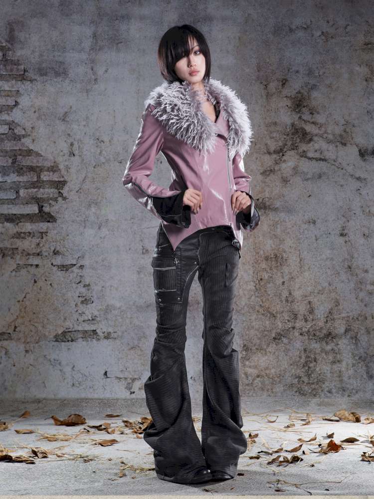 Fur Collar Stylish Slim-Fit Leather Jacket【s0000014481】