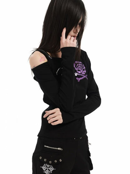 Glitter Pink Skull Zip Top【s0000018359】