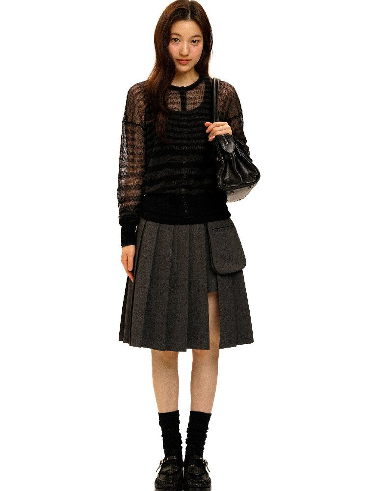 Linen Blend Gradient Cardigan Top【s0000017929】