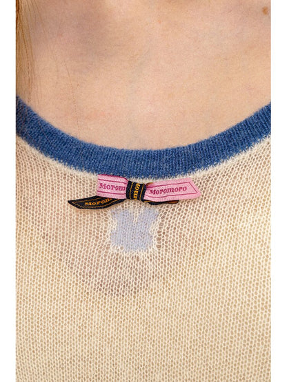 Contrast Striped Bow Knit Sweater【s0000016109】