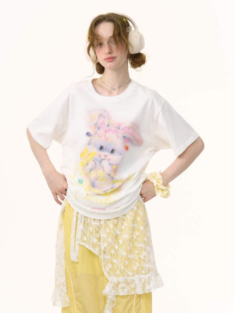 Rabbit Print Loose Tops【s0000012244】