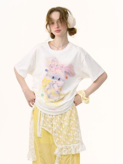 Rabbit Print Loose Tops【s0000012244】