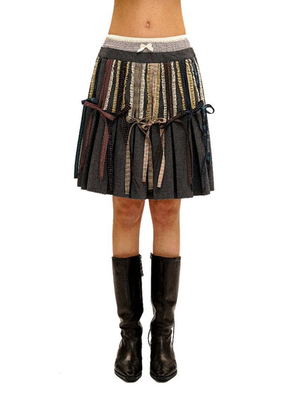 Fake Plaid Lace Pleated Skirt【s0000016088】