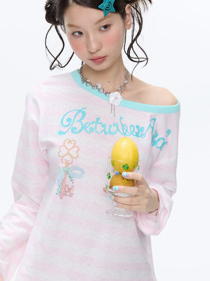 Polka Dot Stripe Long Sleeve Top【s0000016397】