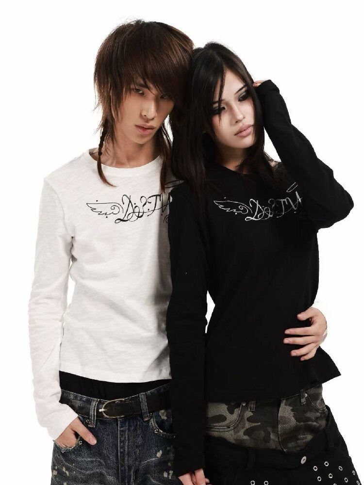 Angel Slogan Cotton Long-Sleeve T【s0000018356】