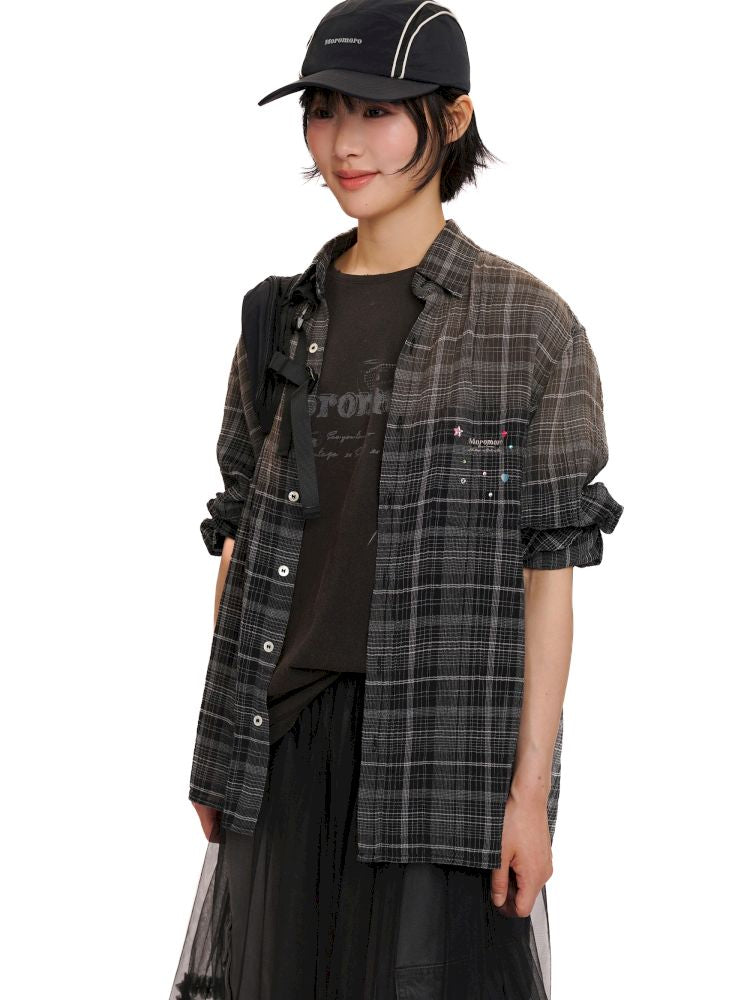 Gradient spray horsey loose shirt jacket【s0000013423】