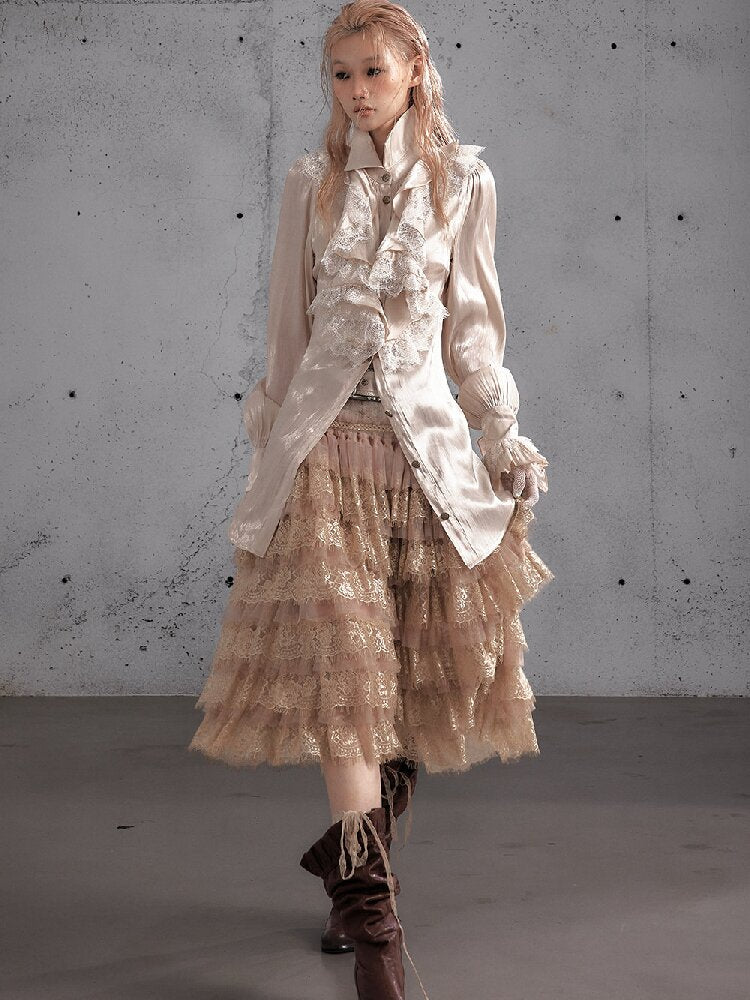 Lace Patchwork Tulle Cake Skirt【s0000019163】