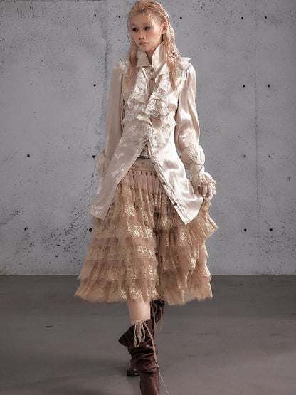 Lace Patchwork Tulle Cake Skirt【s0000019163】