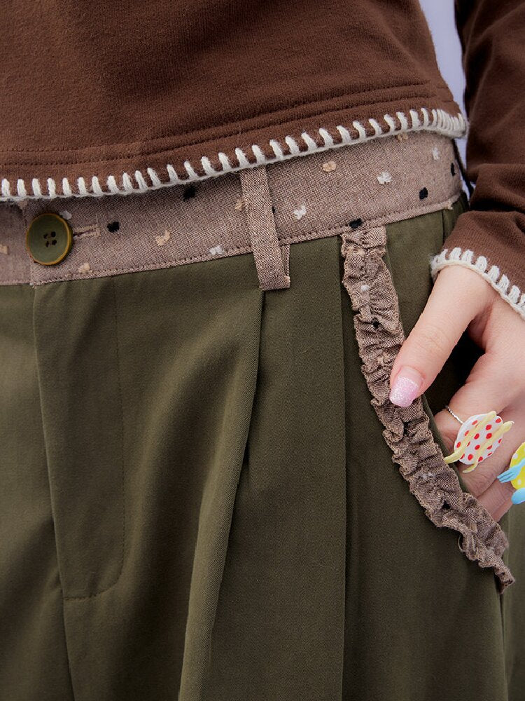 Patchwork Bud Green Cargo Pants【s0000015850】