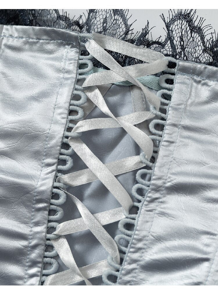 Lace Satin Fake Two Corset【s0000015936】