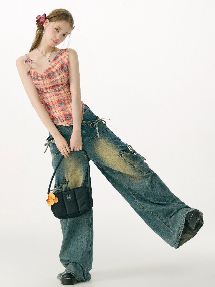 Summer Plaid Bow Vest Camisole【s0000017151】