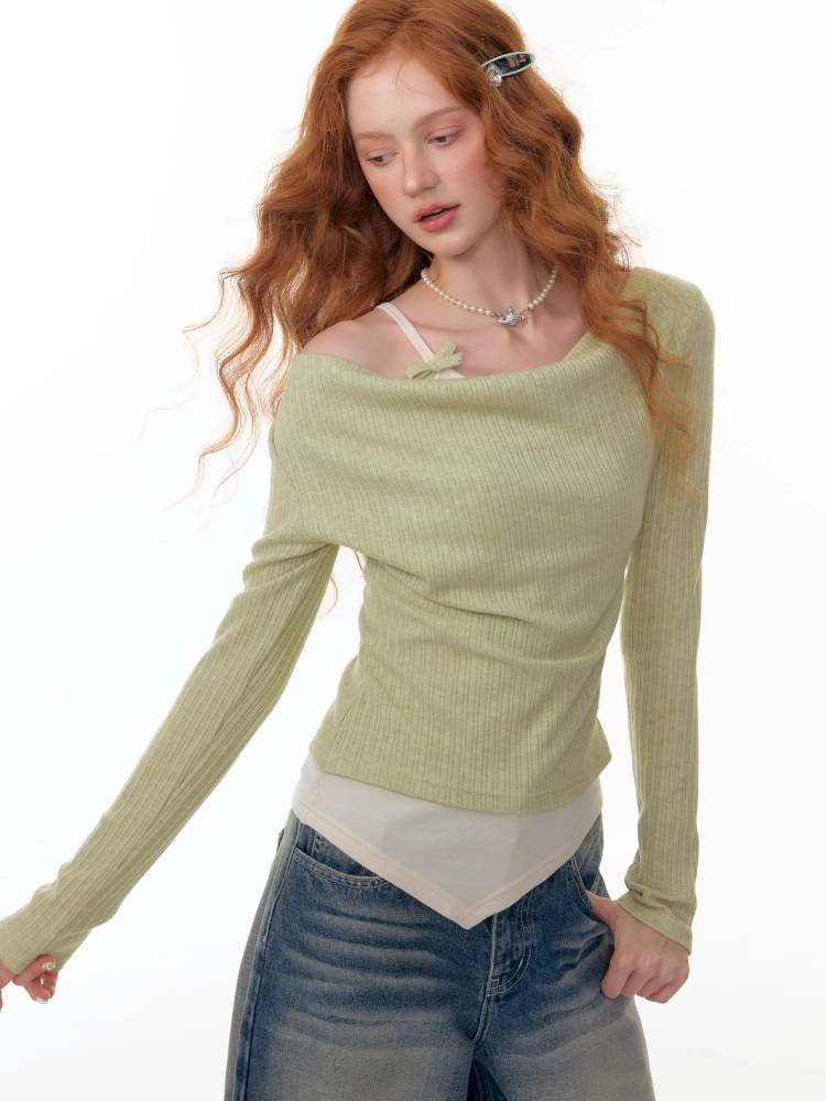 Slim Fit Top Long Sleeve Knit T-Shirt【s0000014354】
