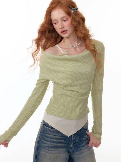 Slim Fit Top Long Sleeve Knit T-Shirt【s0000014354】