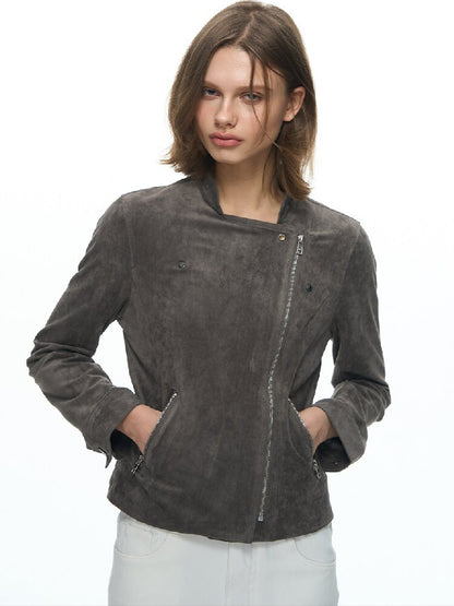 Vintage Suede Slim Cropped Jacket【s0000015859】