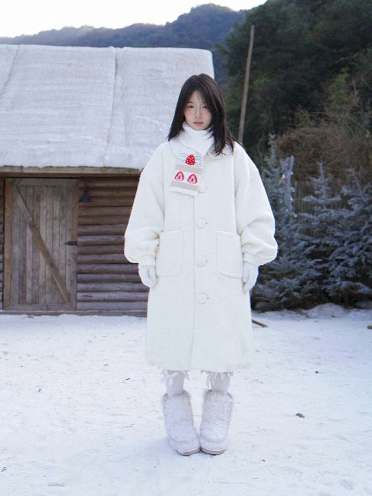 Strawberry Cake Jacquard Knit Scarf【s0000014943】