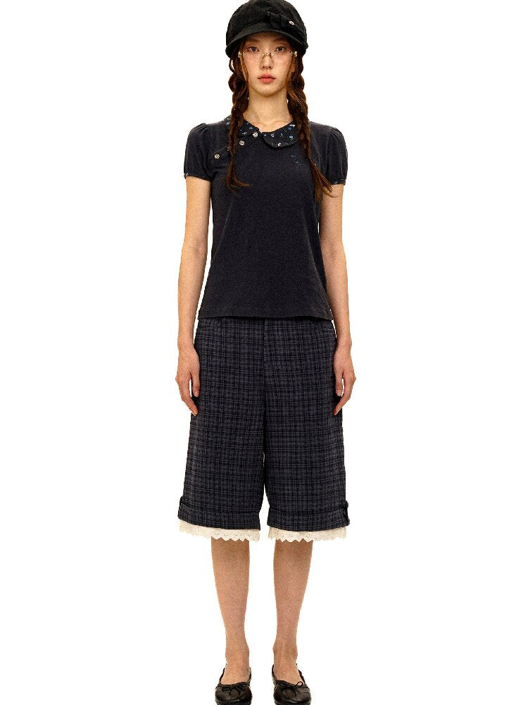 Lace Patchwork Vintage Plaid Pants【s0000017934】