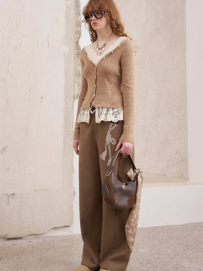 Loose-Knot Straight-Leg Wide-Leg Pants【s0000014046】