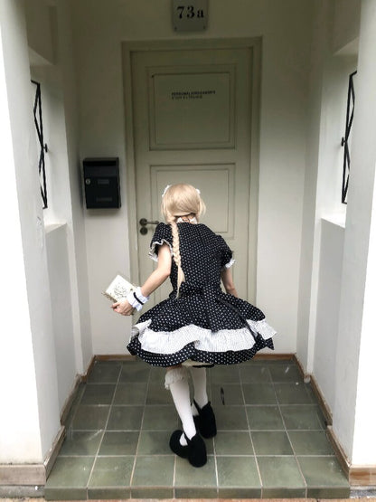 Puff Sleeve Star Polka Dot Dress【s0000016891】