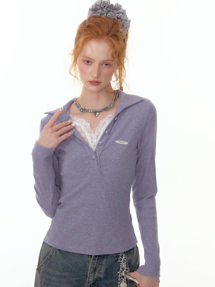 Faux Two Long Sleeve T-Shirt Base【s0000014357】
