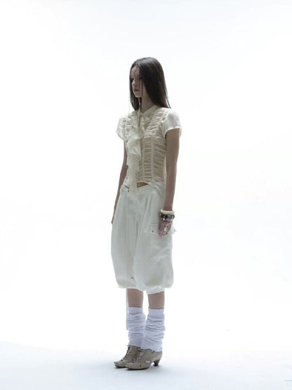 Handmade Ruffled Chiffon Shirt【s0000016565】